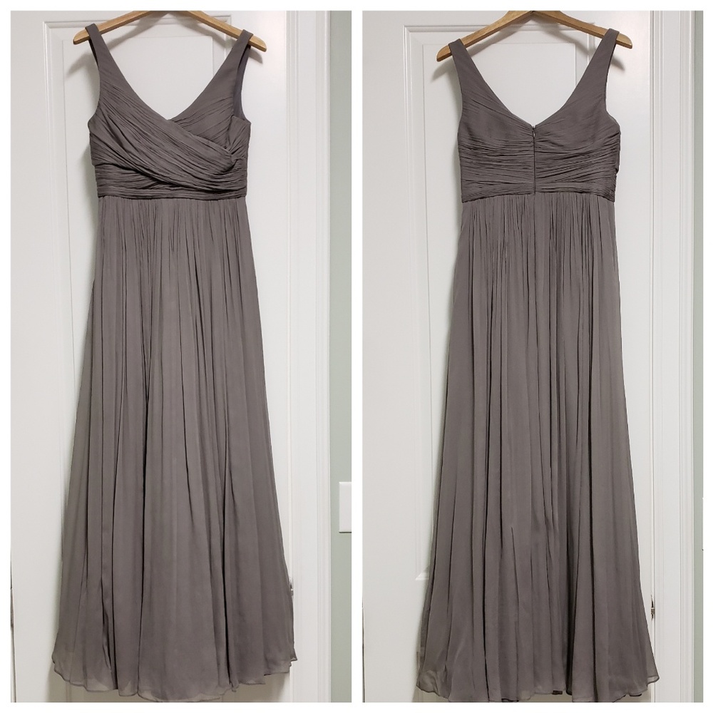 J. Crew Gray Silk Chiffon Gown